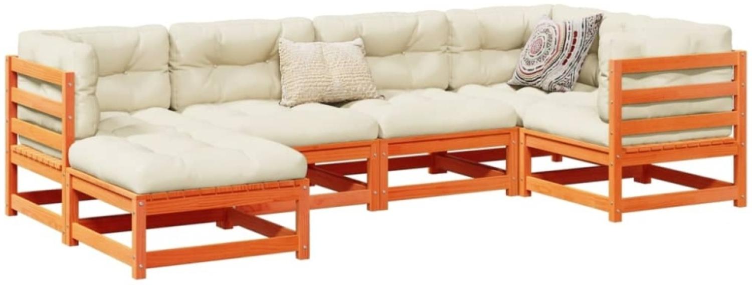 vidaXL 6-tlg. Garten-Sofagarnitur Wachsbraun Massivholz Kiefer 3299520 Bild 1