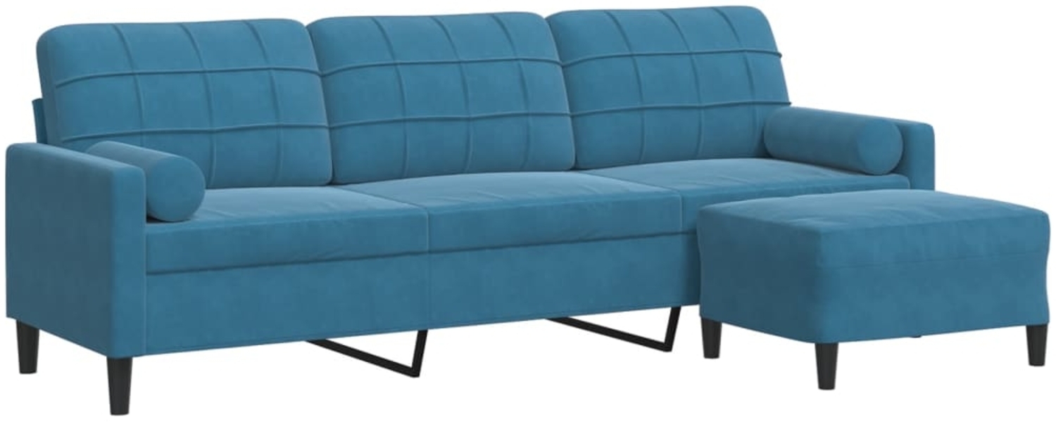 vidaXL 3-Sitzer-Sofa mit Hocker Blau 210 cm Samt 3278286 Bild 1