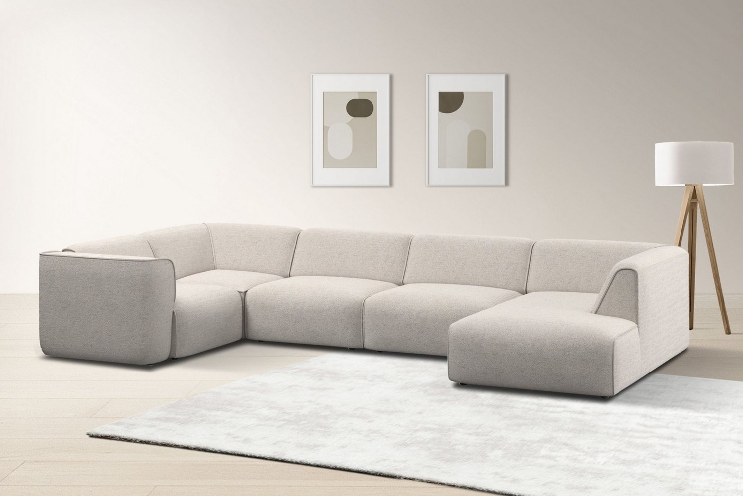 RAUM. ID Wohnlandschaft Merid U-Form, jederzeit durch Module erweiterbar, B/T/H: 367/206/70 cm, als Modul oder separat verwendbar, für individuelle Zusammenstellung Bild 1