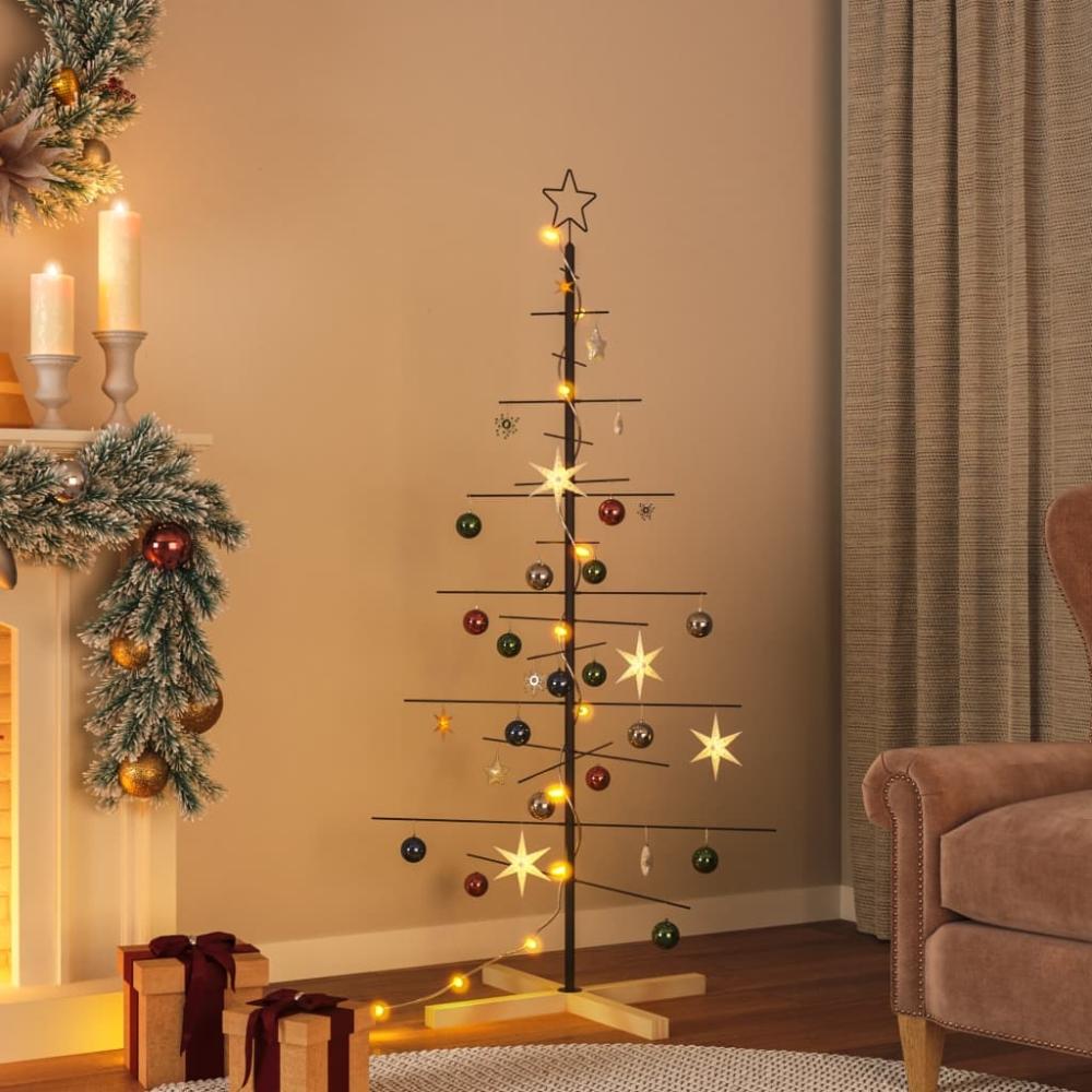 vidaXL Weihnachtsbaum Metall mit Holzständer Schwarz 150 cm 359604 Bild 1