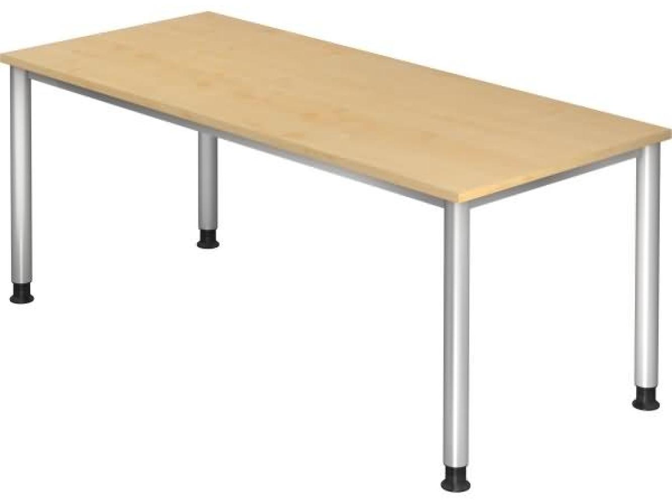 Schreibtisch HS19 4-Fuß rund 180x80cm Ahorn Gestellfarbe: Silber Bild 1