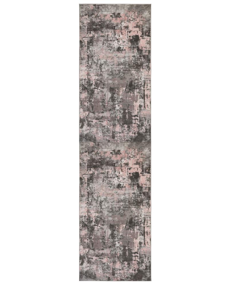 Kadima Design "Dee" Abstrakte Kunst-Teppiche in Premium-Qualität. Farbe: Rosa-Grau, 80x300 cm Bild 1