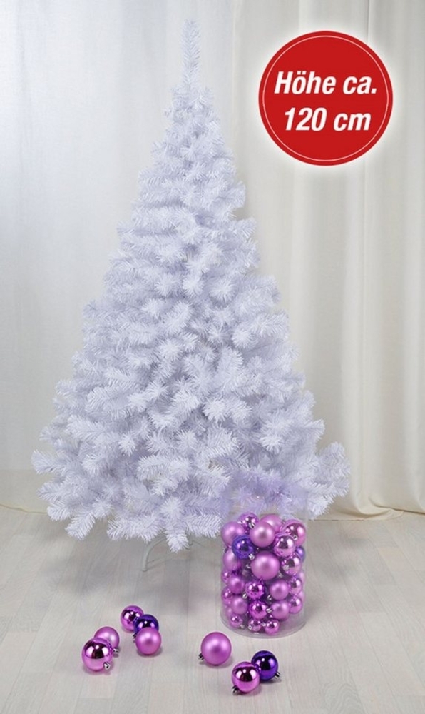 Haushalt International Künstlicher Weihnachtsbaum Weihnachtsbaum künstlich Baum Christbaum Tannenbaum 120cm weiß Bild 1