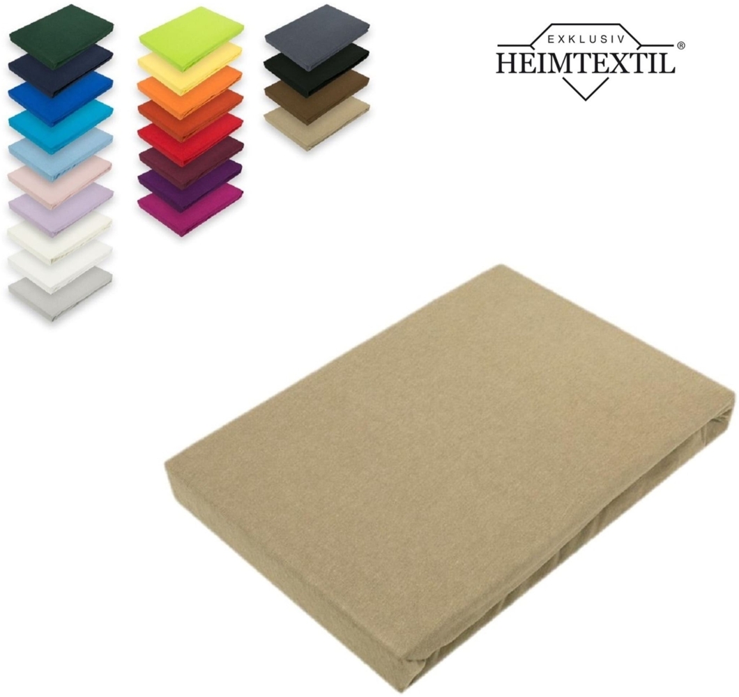 Jersey Spannbettlaken Premium Marke 90 - 100 x 200 cm Sand Bild 1