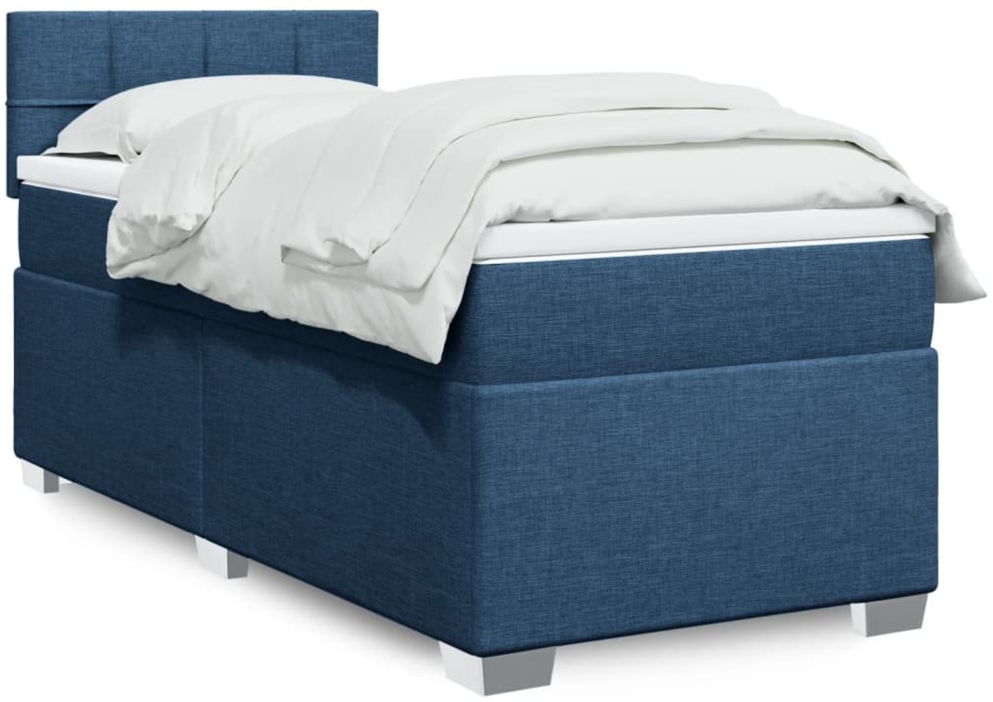 vidaXL Boxspringbett mit Matratze Blau 90x190 cm Stoff 3285749 Bild 1