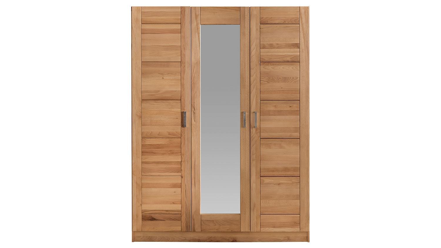 Kleiderschrank LIA 3S Schrank Kernbuche mit Spiegel 152 cm Bild 1