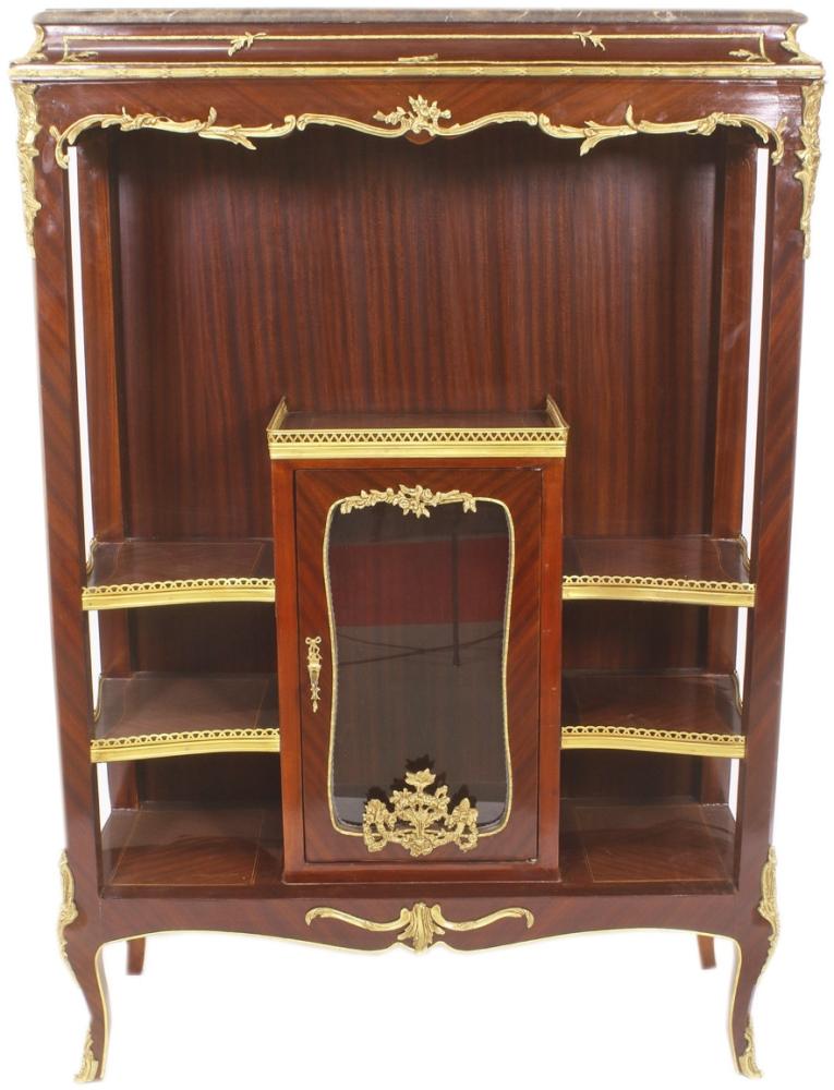 Casa Padrino Barock Vitrine Bücherschrank - Barock Möbel - Vitrinenschrank 100 x 44 x H 150cm - Wohnzimmerschrank Schrank Mahagoni / Gold Bild 1