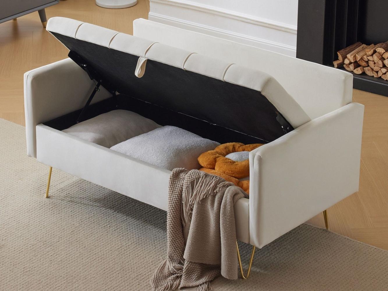 SeedWave Sofa 2-Sitzer Sofa mit Stauraum, Gepolstertes Samt-Loveseat mit Kissen, Modernes kleines Samtsofa für Wohnzimmer Bild 1