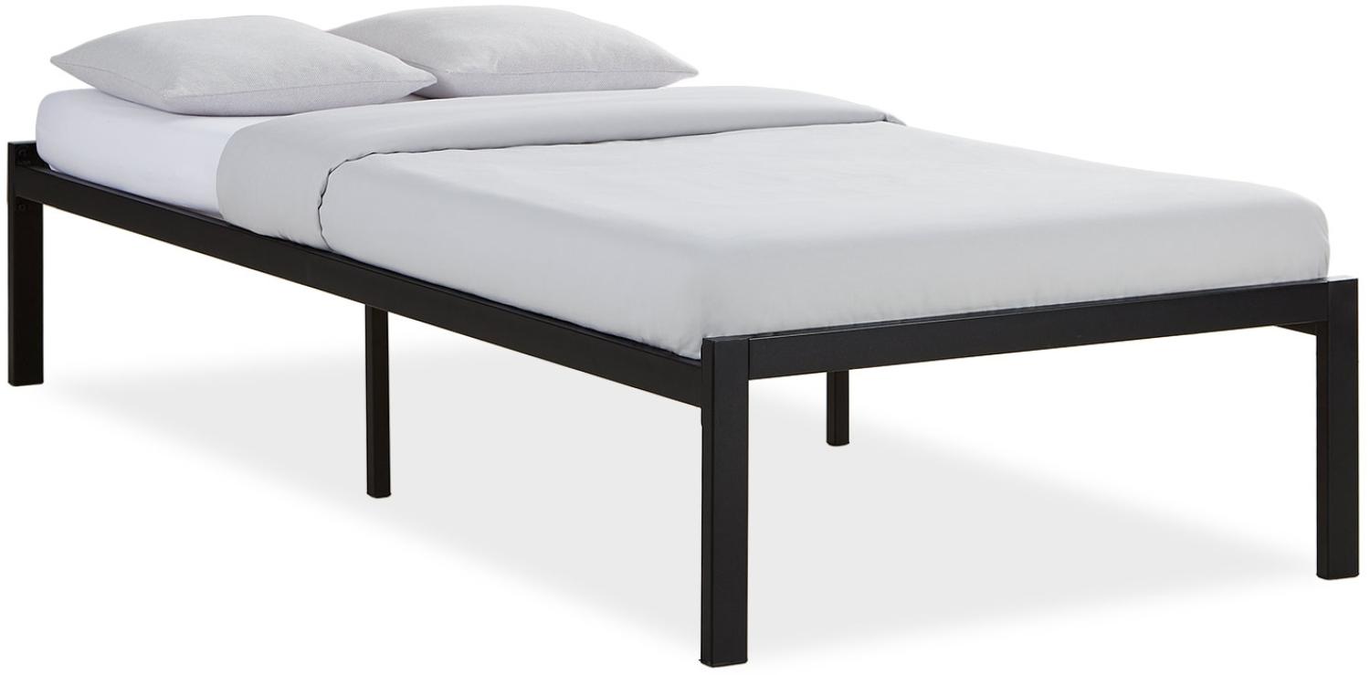 Metallbett 90x200 cm Schwarz Einzelbett Futonbett Bett Bettgestell Lattenrost Gästebett Jugendbett Bild 1