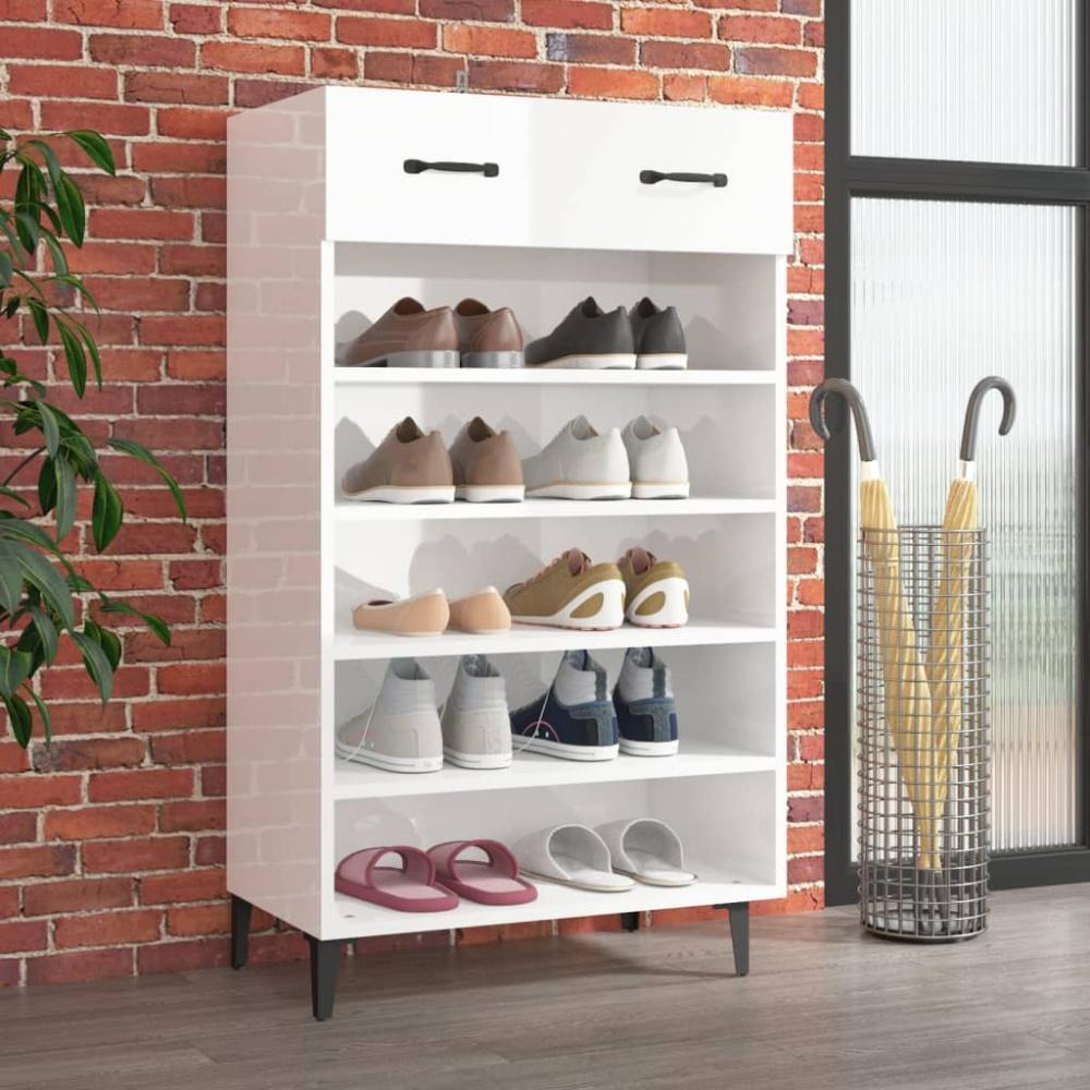 vidaXL Schuhschrank Hochglanz-Weiß 60x35x105 cm Holzwerkstoff 812795 Bild 1