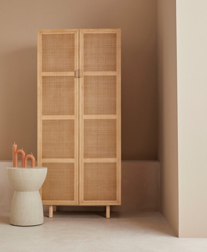 LeGer Home by Lena Gercke Highboard Lina, Mit Rattan Einsatz, 4 Innenfächer, teilmassiv Bild 1