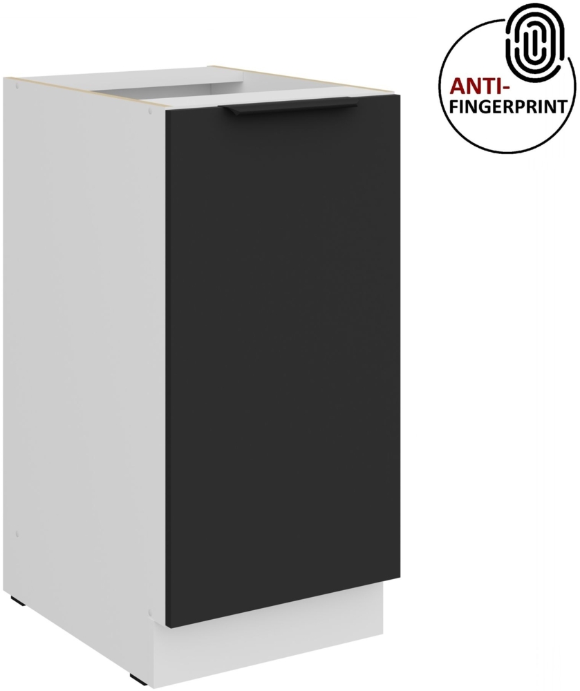 Küchen Unterschrank 40 cm Küche ARIA Schwarz ultra matt + Weiss matt, hochwertige Fronten mit Anti Fingerprint Beschichtung Küchenzeile Küchenblock Bild 1