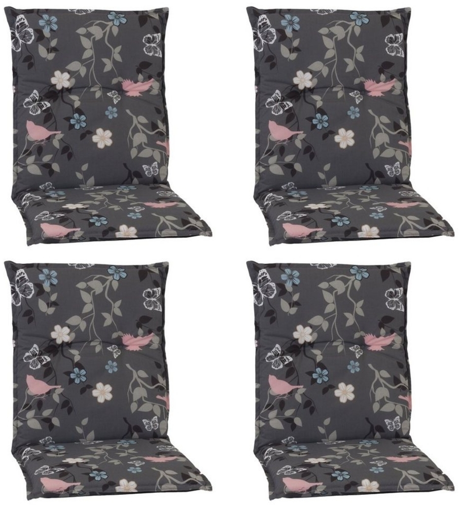 NYVI Sitzauflage Niedriglehner Auflagen 4er Set Barcelona Gartenstuhlauflagen 100x50cm, (4 St), Niederlehner Stuhlauflage Sitzauflage mit Halteband Blumen Floral Bild 1