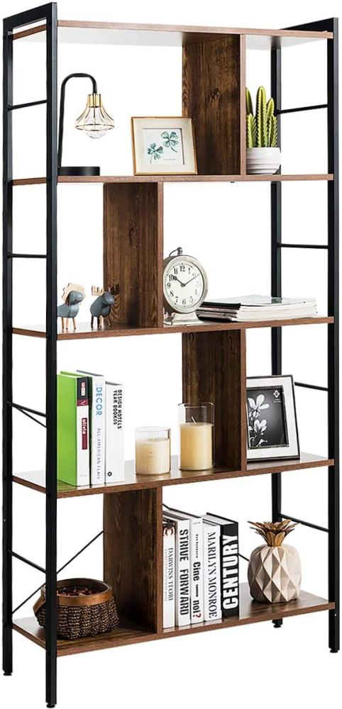 COSTWAY Bücherregal mit 5 Ebenen, industrielles Design, 74x30x154,5cm Bild 1