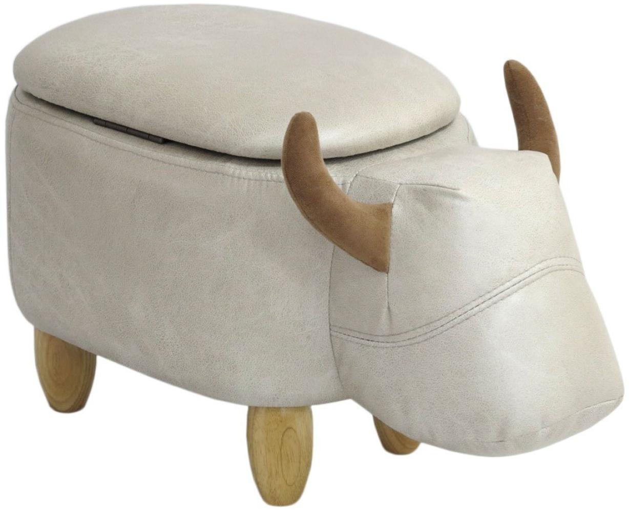 SVITA ANIMAL STORAGE Kinderhocker Hocker mit Stauraum gepolstert Hellbraun Stier Bild 1