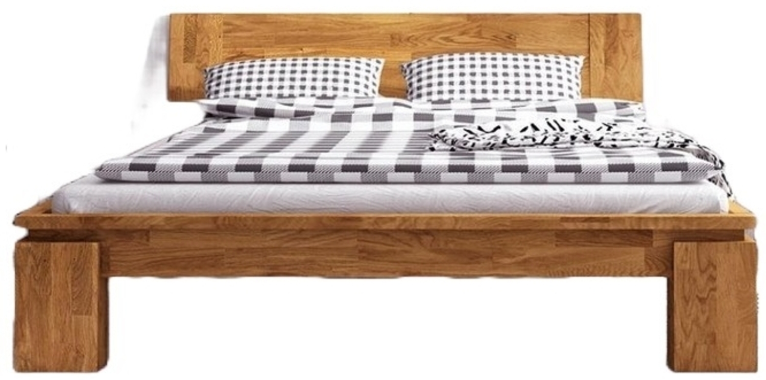 Bett Tinci 2 in 100x200 cm aus Wildeiche massiv mit Holzkopfteil Bild 1