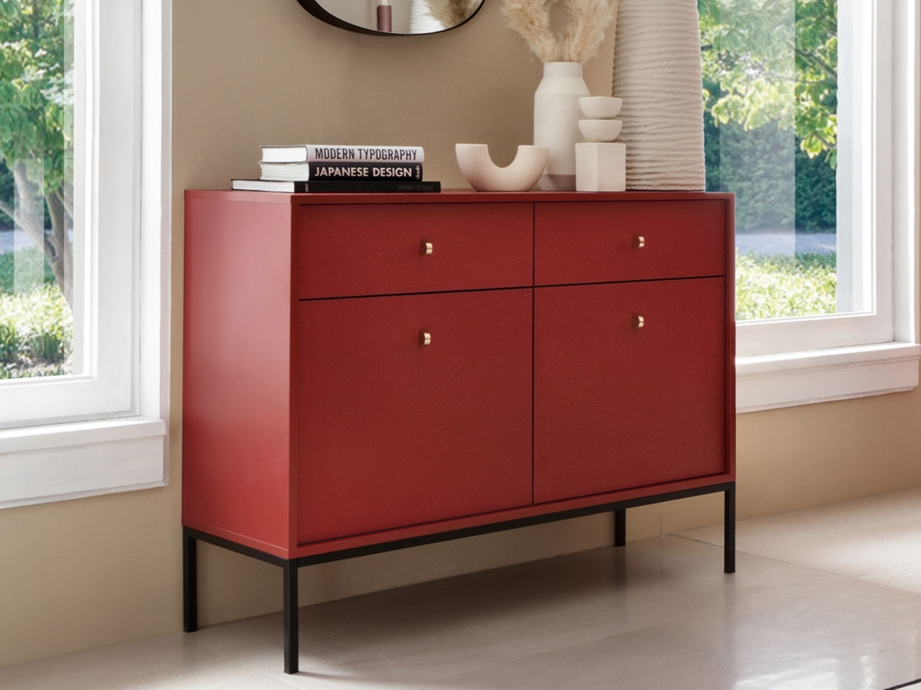 Kommode Leslin MKSZ104, Farbe: Rotwein Bild 1