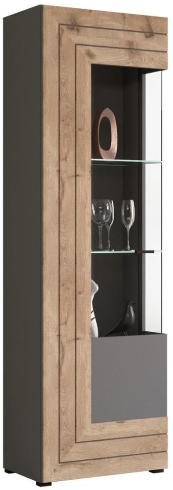 Vitrine Freno - Grau / Nox Oak mit Unterbauspots Bild 1