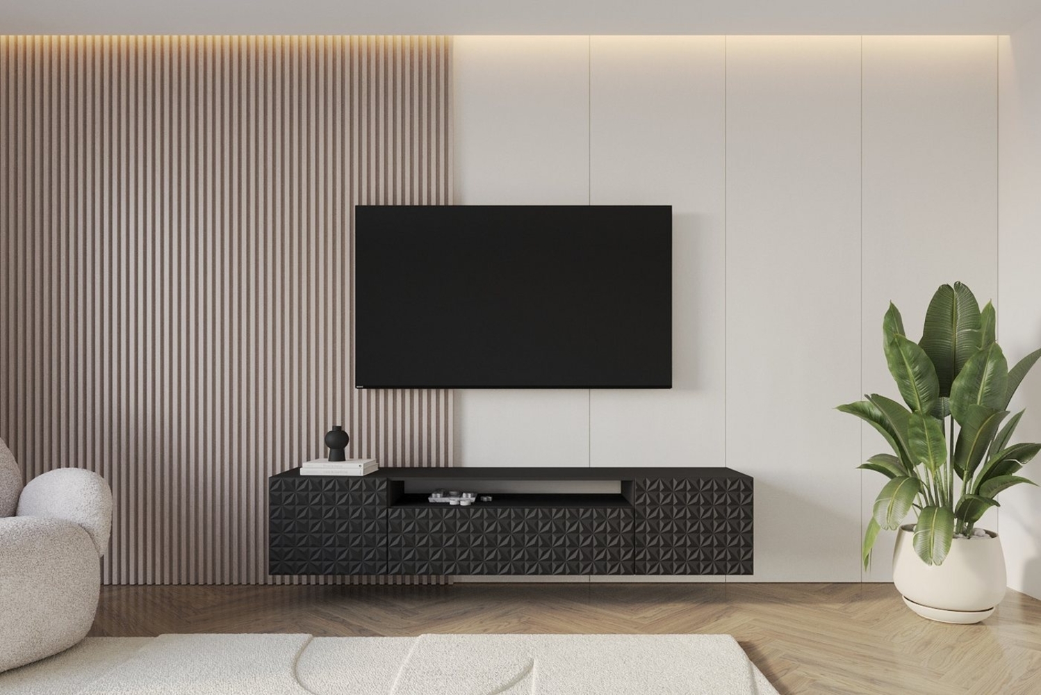 ALTDECOR Lowboard VIRA-W (TV-Schrank, TV Möbel, TV Cabinet, Fernsehtisch bodenstehend 200cm), Fernseher schrank, TV Kommode, TV Tisch, TV Sideboard, TV Boar Bild 1
