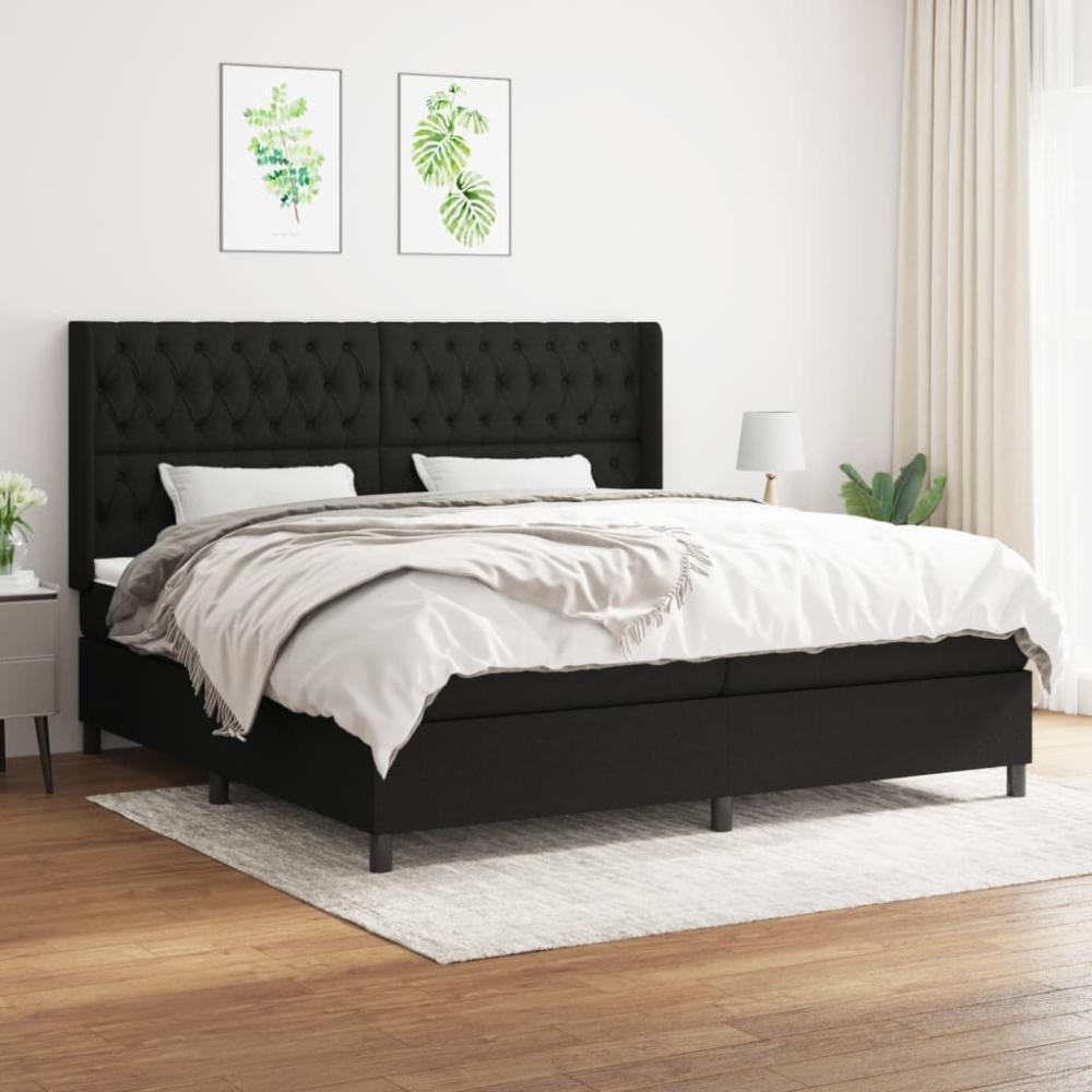 Boxspringbett mit Matratze Stoff Schwarz 200 x 200 cm, Härtegrad: H2 [3131699] Bild 1