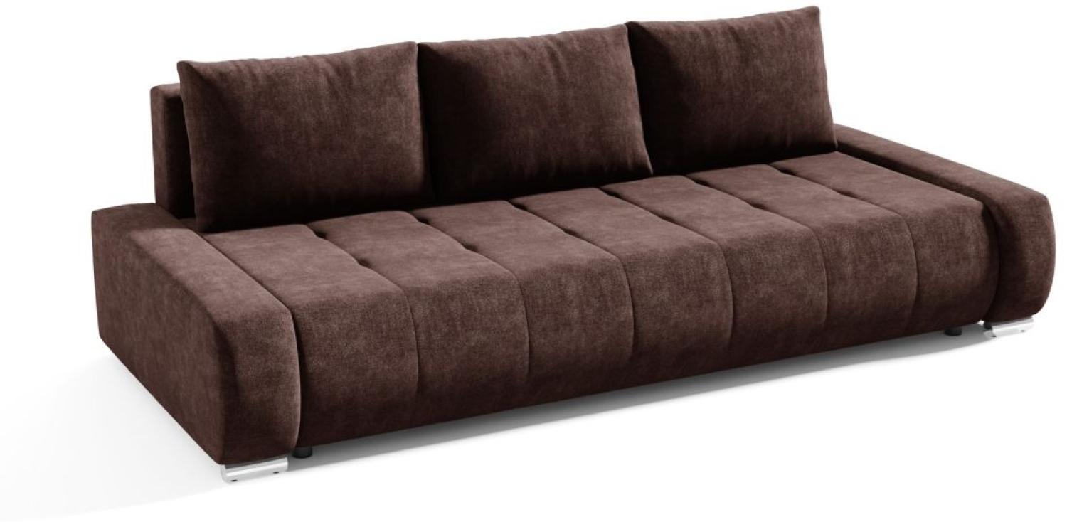 Sofa 3-Sitzer mit Schlaffunktion VOGAR Stoff Aston Braun Bild 1