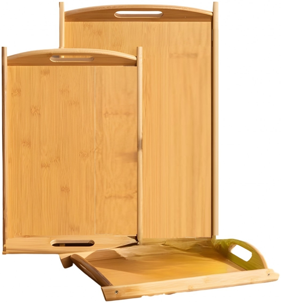 Holztablett Tablett Serviertablett Frühstückstablett Set 3-tlg Cheffinger BDT3 Bild 1