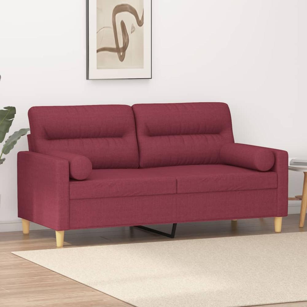 vidaXL 2-Sitzer-Sofa mit Zierkissen Weinrot 140 cm Stoff 3200827 Bild 1