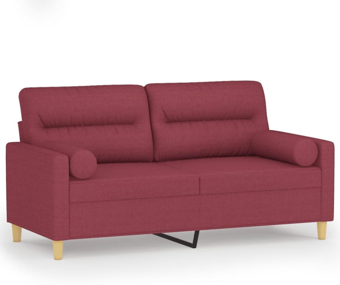 vidaXL 2-Sitzer-Sofa mit Zierkissen Weinrot 140 cm Stoff 3200827 Bild 1