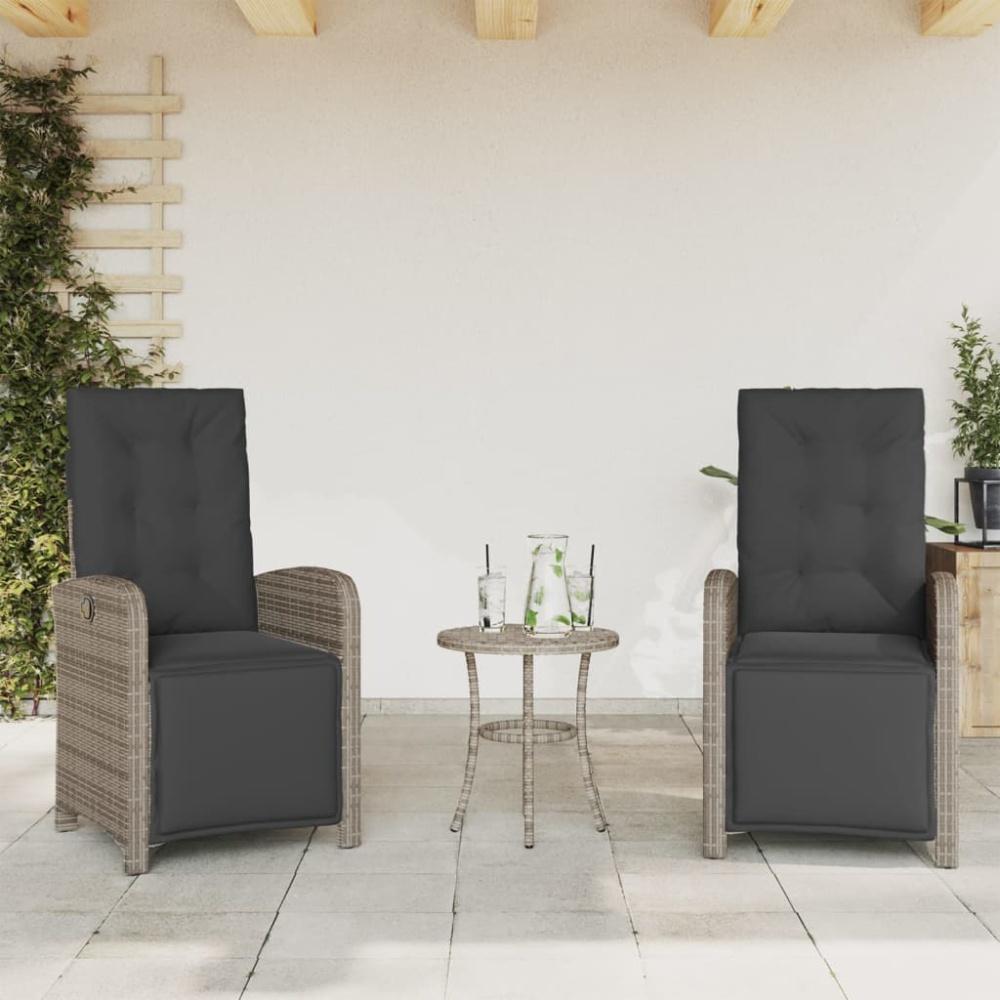 vidaXL Gartensessel mit Fußteil 2 Stk. Verstellbar Grau Poly Rattan 365195 Bild 1