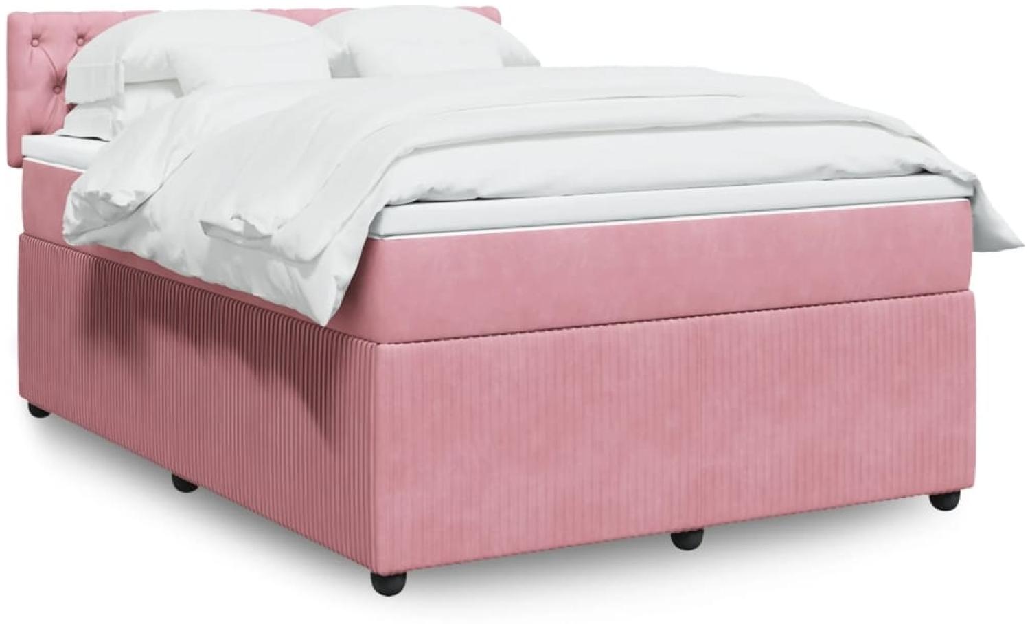 vidaXL Boxspringbett mit Matratze Rosa 140x200 cm Samt 3290069 Bild 1