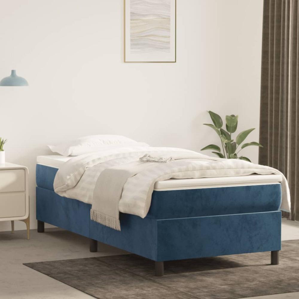 vidaXL Boxspringbett mit Matratze Dunkelblau 100x200 cm Samt 3144667 Bild 1