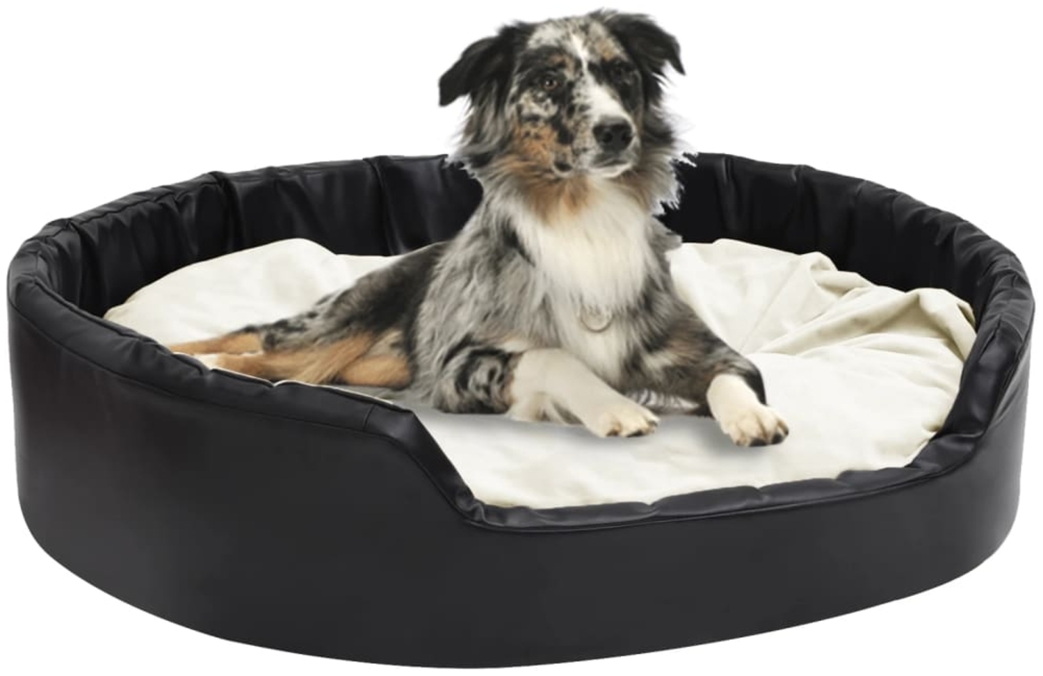 vidaXL Hundebett Schwarz-Beige 99x89x21 cm Plüsch und Kunstleder 171272 Bild 1