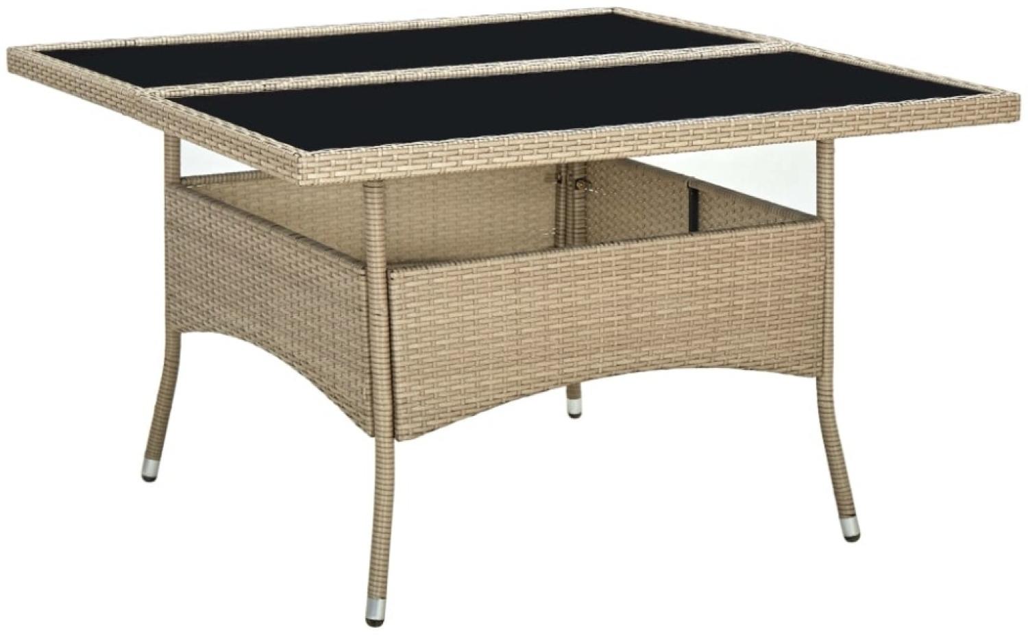 vidaXL Garten-Esstisch Beige Poly Rattan und Glas 310555 Bild 1