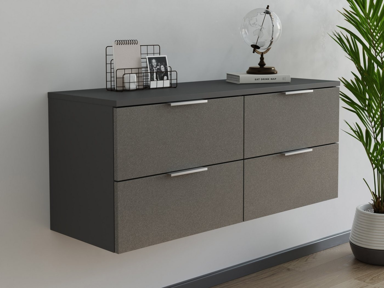 Magnolia Home Schubkastenkommode Design Hängekonsole Sideboard Urban Slimline 4 Softeinzüge Asche Bild 1