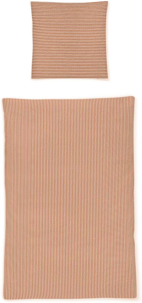 Irisette Soft-Seersucker Bettwäsche Set Shadow 8362 orange 155 x 220 cm + 1 x Kissenbezug 80 x 80 cm Bild 1