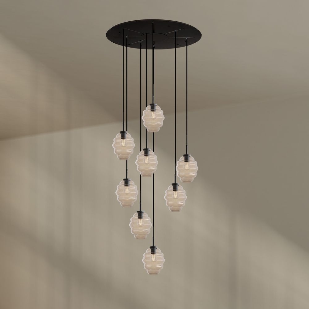 s.luce Echos Galerieleuchte 8-flammig Ø 80cm Baldachin Ø 18cm Klar, Schwarz Bild 1