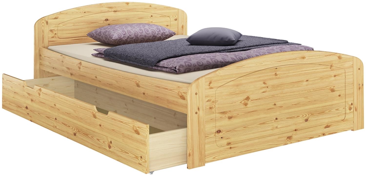 Funktionsbett Kiefer massiv in Überlänge 140x220 Holzbett inkl. Federholzrahmen V-60. 50-14-220 Bild 1