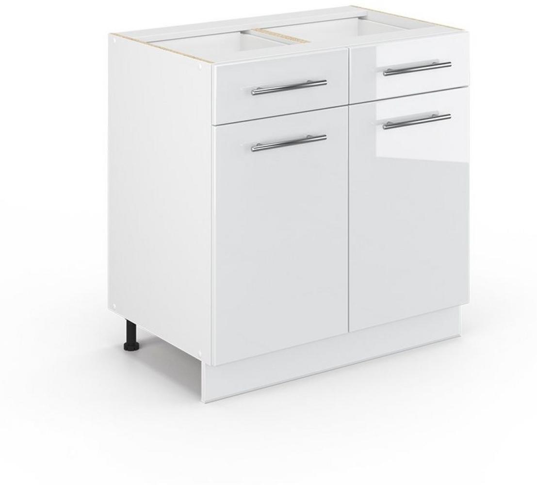 Vicco Küchenschrank Hängeschrank Unterschrank Küchenzeile Hochglanz Fame-Line (Weiß Hochglanz, Schubunterschrank 80 cm) Bild 1