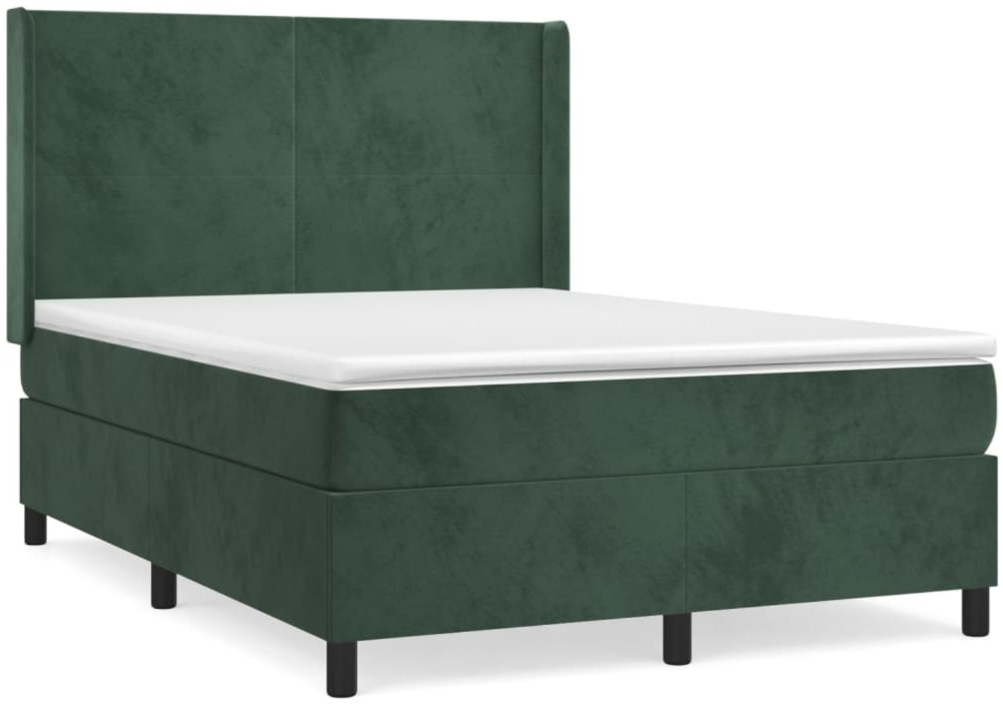 vidaXL Boxspringbett mit Matratze Dunkelgrün 140x190 cm Samt 3132558 Bild 1