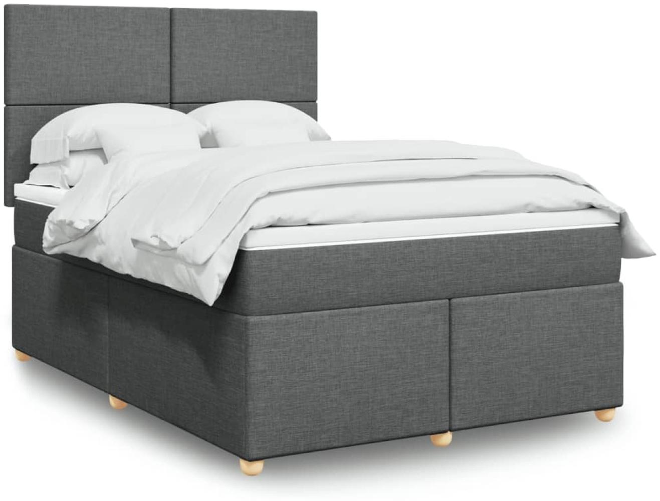 vidaXL Boxspringbett mit Matratze Dunkelgrau 160x200 cm Stoff 3293625 Bild 1