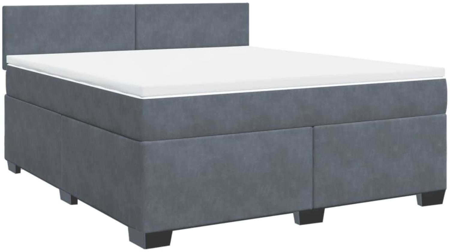 vidaXL Boxspringbett mit Matratze Dunkelgrau 180x200 cm Samt 3286373 Bild 1