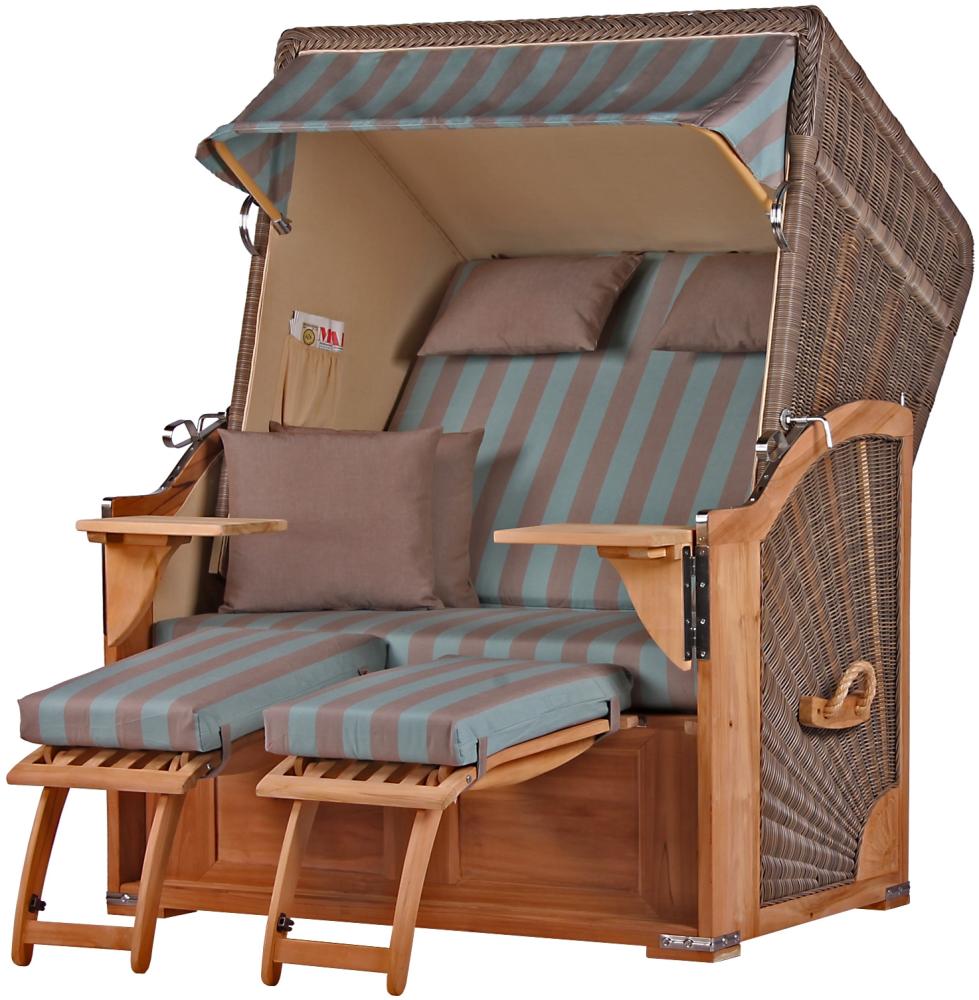 Strandkorb Komplettset - bene living - Schaalsee Teak - PE grau - Modell 520 - inkl. Liftersystem Bild 1