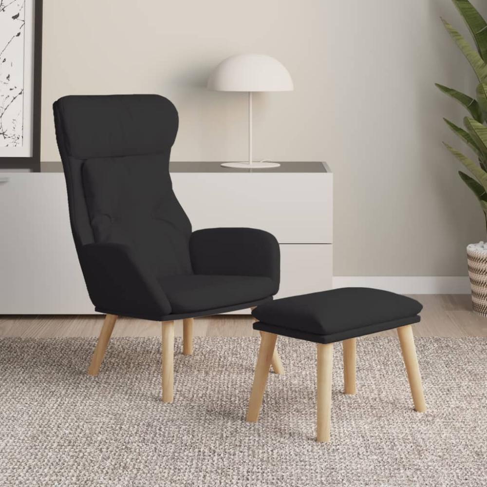 vidaXL Relaxsessel mit Hocker Schwarz Stoff 3097756 Bild 1