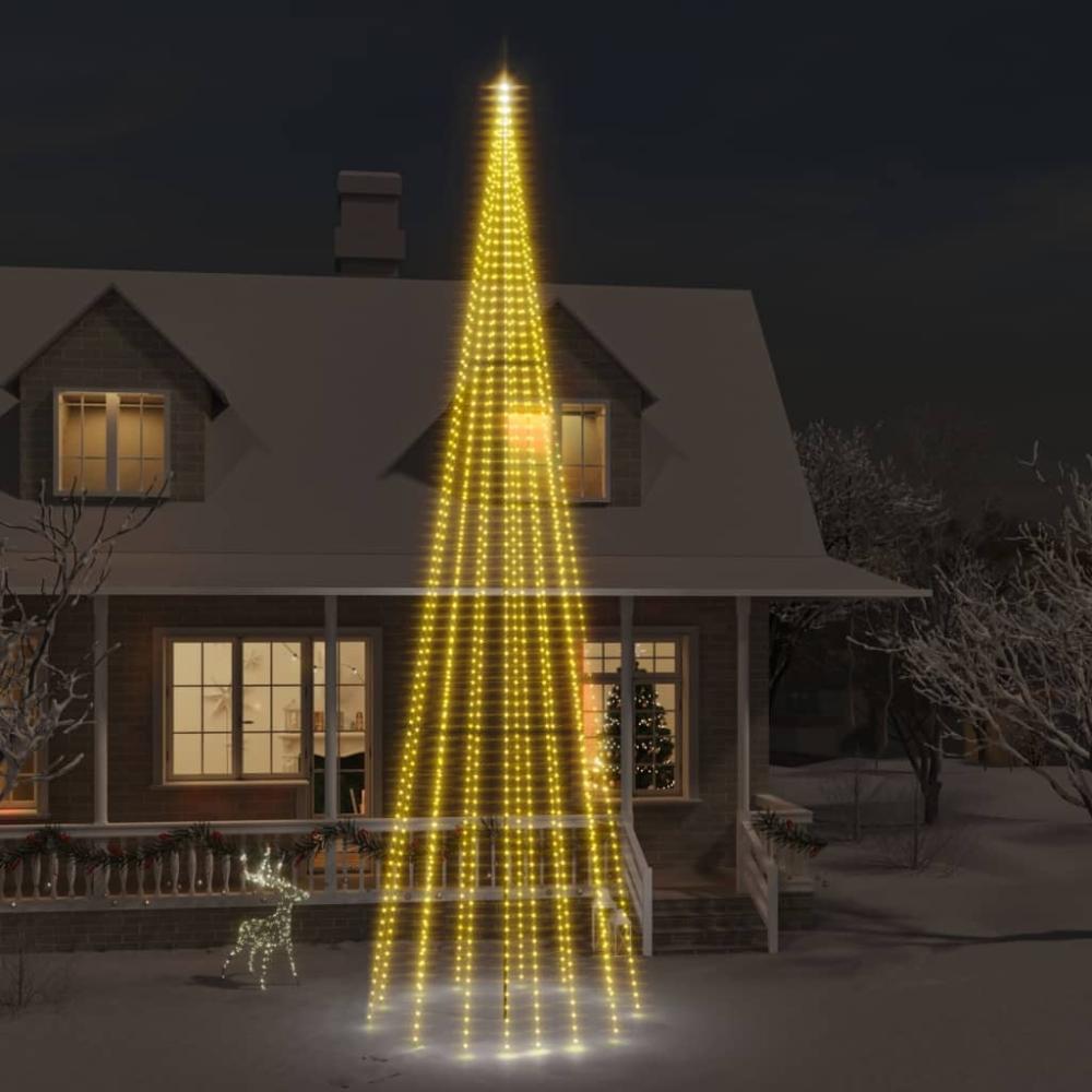 vidaXL LED-Weihnachtsbaum für Fahnenmast Warmweiß 1134 LEDs 800 cm 343530 Bild 1