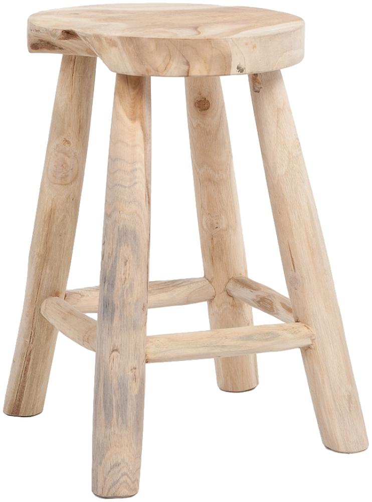 Teak Hocker PUTARAN Natural Massivholz Holzhocker Sitzhocker Beistelltisch Bild 1