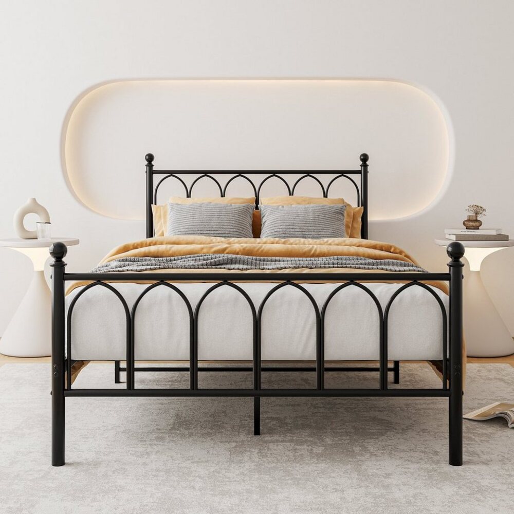 HAUSS SPLOE Metallbett Modern Metallbett Bettgestelle Einzelbett Gästebett Bettrahmen (90*200cm, für Erwachsene und Kinder), modernes Design Bild 1