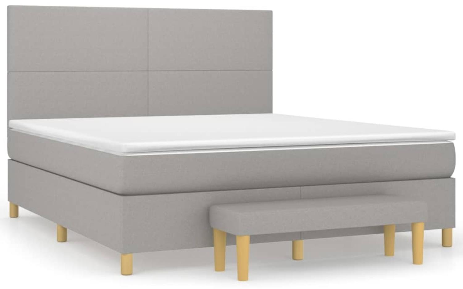 vidaXL Boxspringbett mit Matratze Stoff Hellgrau 180x200 cm, Härtegrad: H2 [3137013] Bild 1