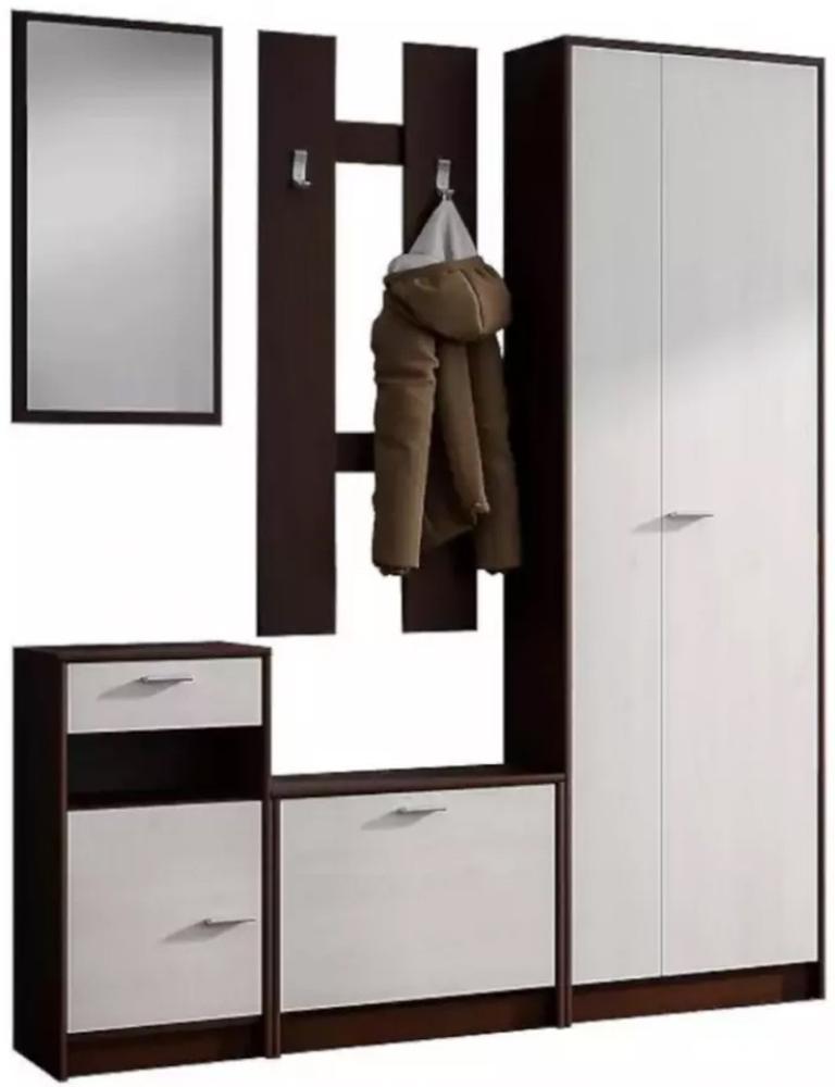 Garderobe Maja Dielenset mit Spiegel 160x26s191cm nussbaum dunkel sibiu lärche Bild 1