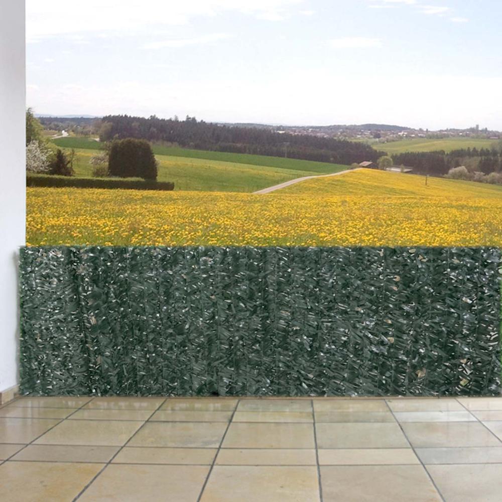 Balkonsichtschutz N77, Sichtschutz Windschutz Verkleidung für Balkon Terrasse Zaun ~ 300x150cm Tanne dunkel Bild 1