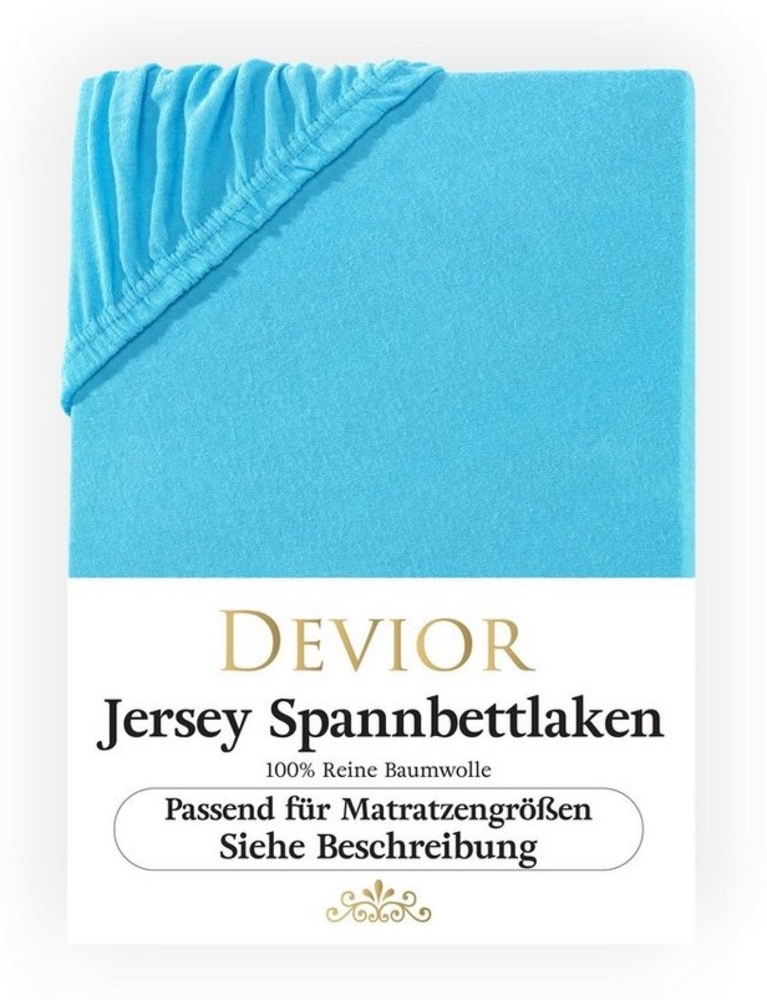 Devior Spannbettlaken 180x200 - 200x220 Boxspringbett und Wasserbett 100% Baumwolle, Jersey, Gummizug: Rundumgummizug, Bettlaken bis 32cm Matratzenhöhe Bezug 200x220 Bild 1